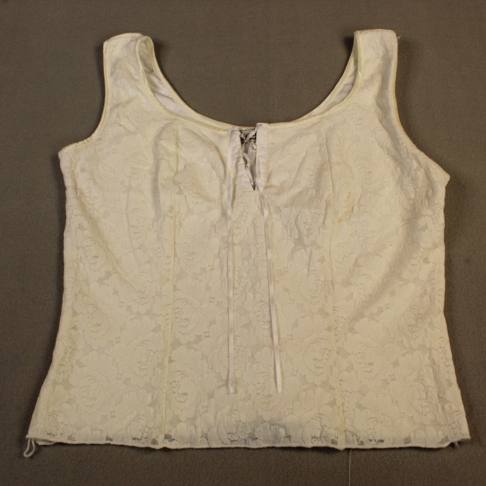 CDW‎ Whimsigoth Fairy Grunge Lace Ivory Corset Top Sz Large